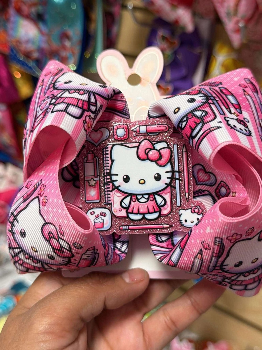Hello Kitty Pink Character Glitter Bow